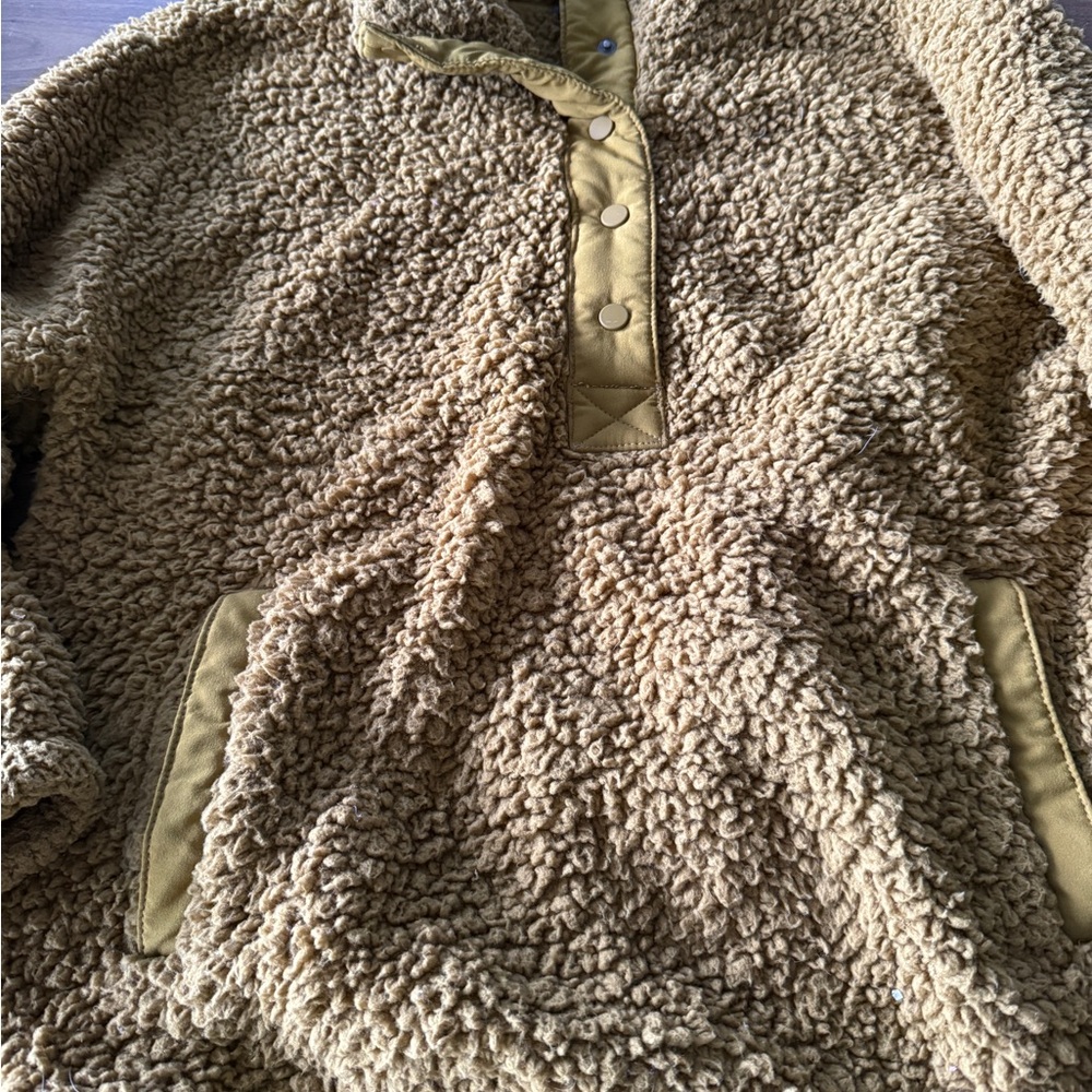 Cozy Tan Sherpa Pullover
